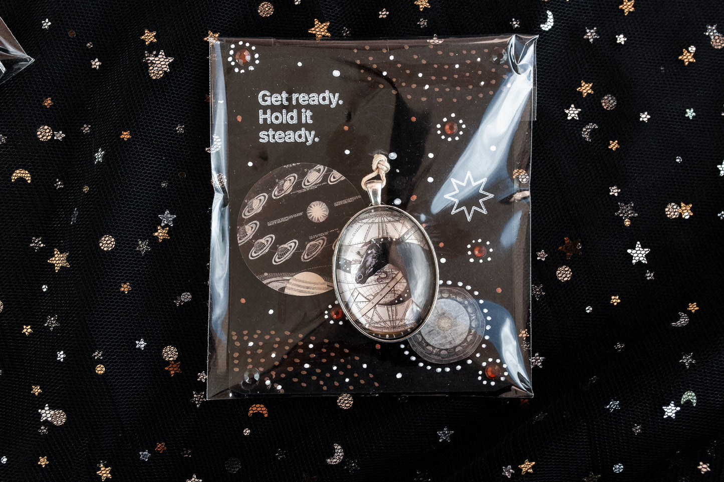 "Black Horse" - collage pendant