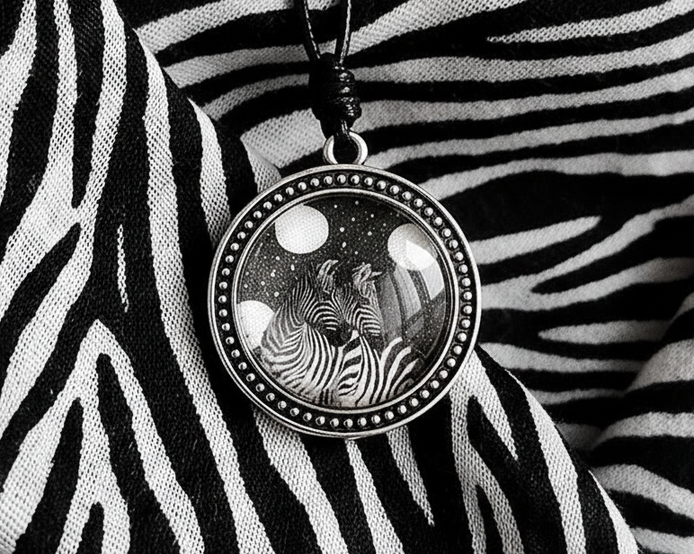 "Due zebre a pois" - Ciondolo Collage
