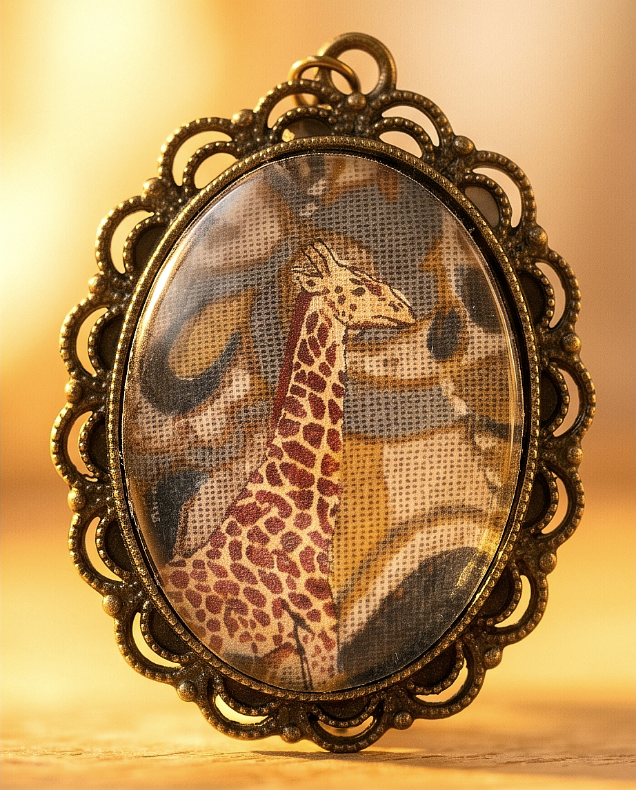 "Giraffa" - Ciondolo Collage stoffa e carta