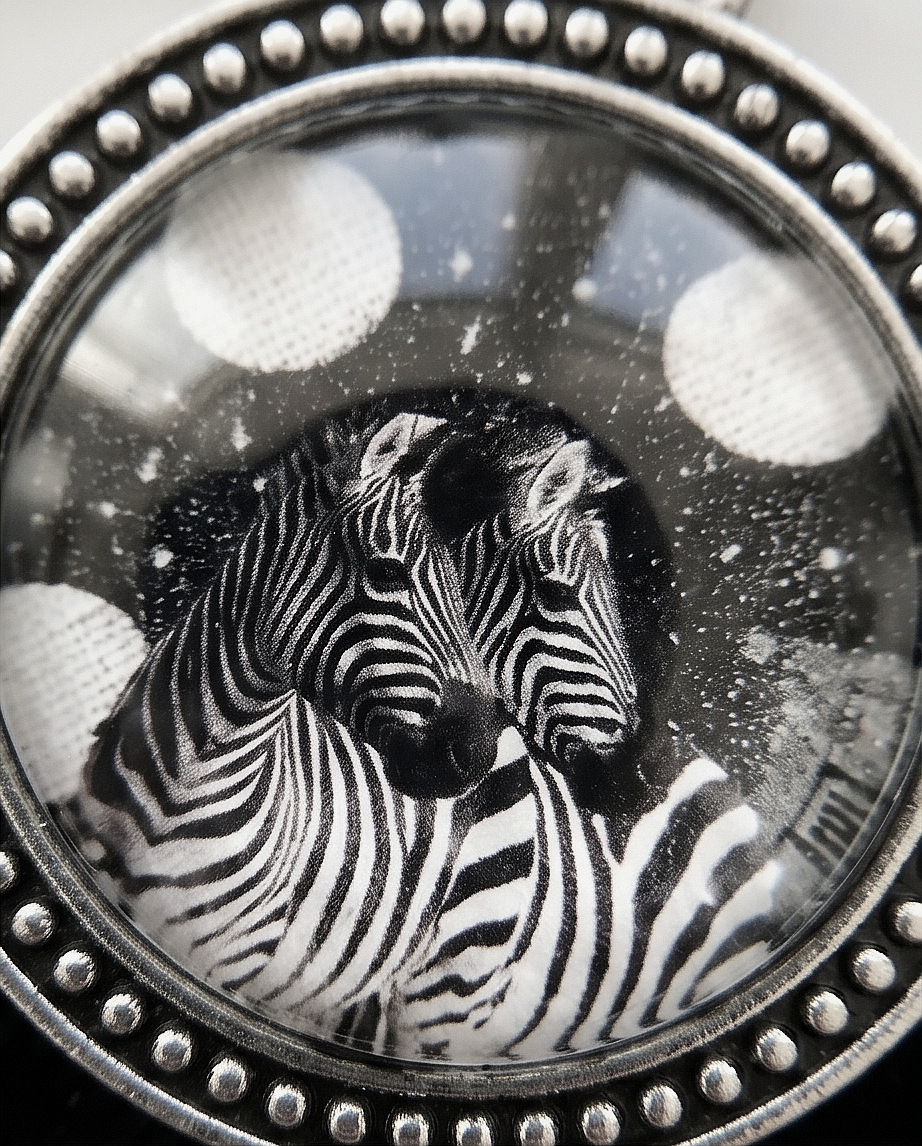 "Due zebre a pois" - Ciondolo Collage