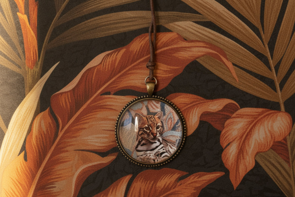 "L'Ocelot" - Ciondolo Collage stoffa e carta